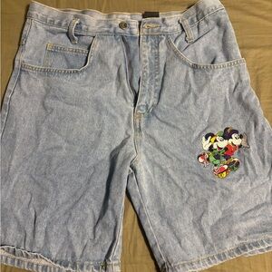 Vintage Disney Mickey and Minnie roller skating Jean shorts